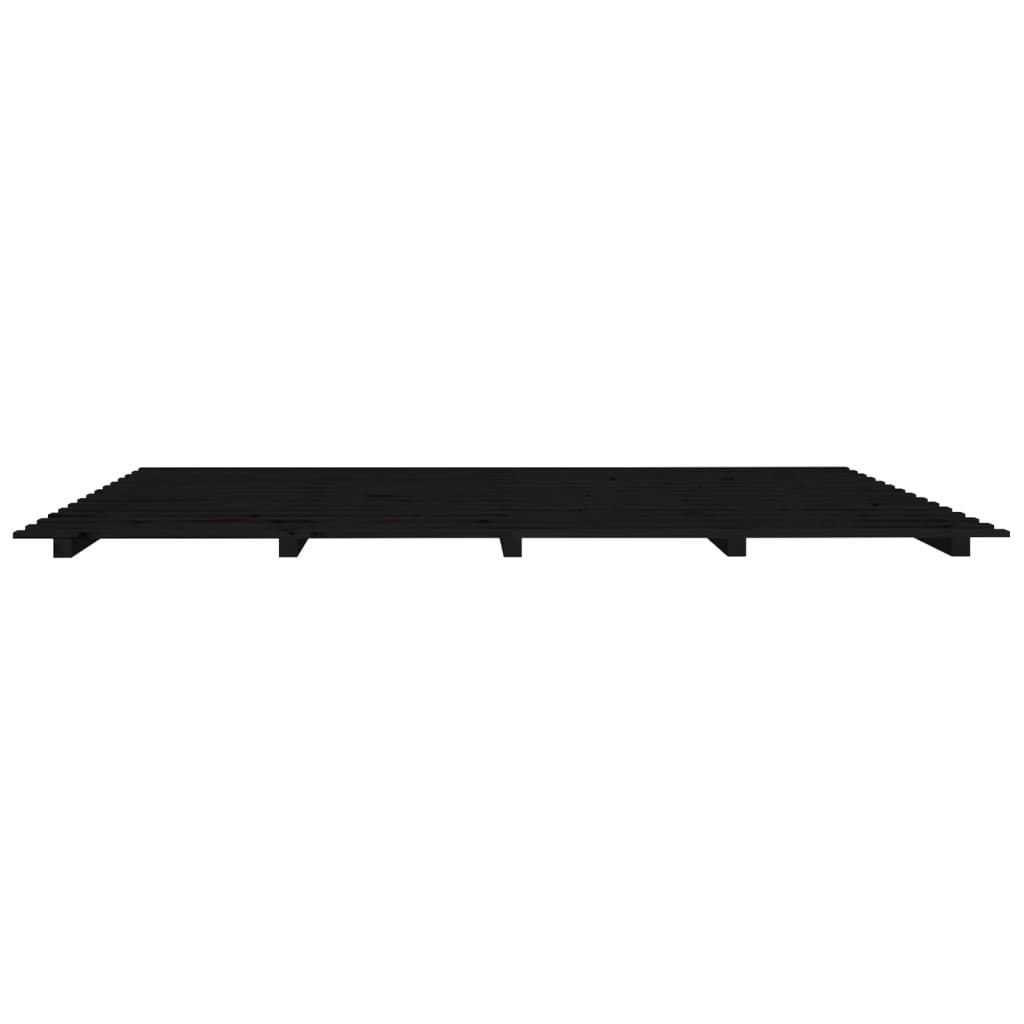 Bed Frame without Mattress Black 200x200 cm Solid Wood Pine
