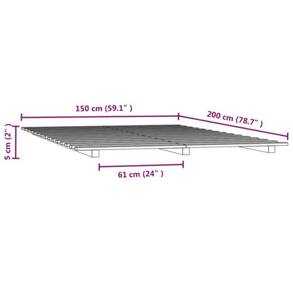 Bed Frame without Mattress 150x200 cm King Size Solid Wood Pine