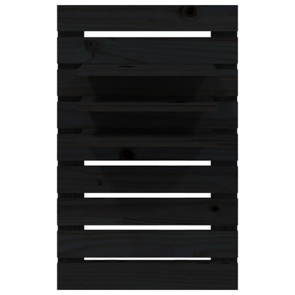 Wall-mounted Bedside Shelves 2 pcs Black Solid Wood Pine