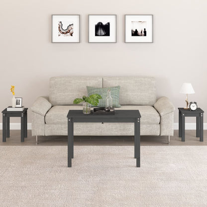Nesting Tables 3 pcs Grey Solid Wood Pine