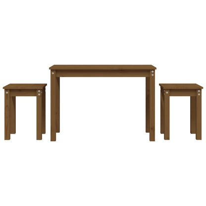 Nesting Tables 3 pcs Honey Brown Solid Wood Pine