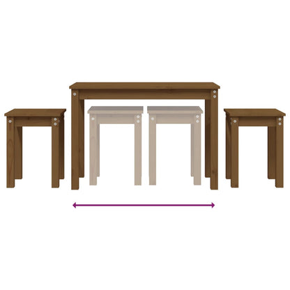 Nesting Tables 3 pcs Honey Brown Solid Wood Pine