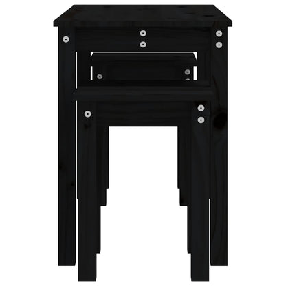 Nesting Tables 3 pcs Black Solid Wood Pine