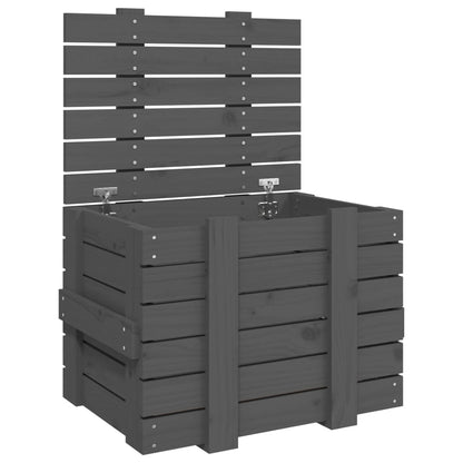 Storage Box Grey 58x40.5x42 cm Solid Wood Pine