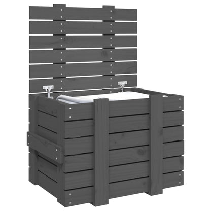 Storage Box Grey 58x40.5x42 cm Solid Wood Pine