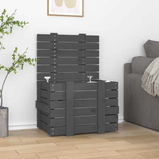 Storage Box Grey 58x40.5x42 cm Solid Wood Pine