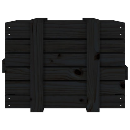 Storage Box Black 58x40.5x42 cm Solid Wood Pine
