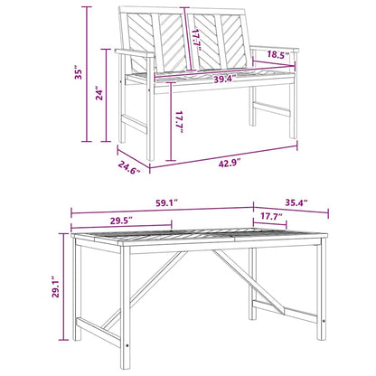 Garden Dining Set 3 pcs Brown 150 x 90 x 74 cm
