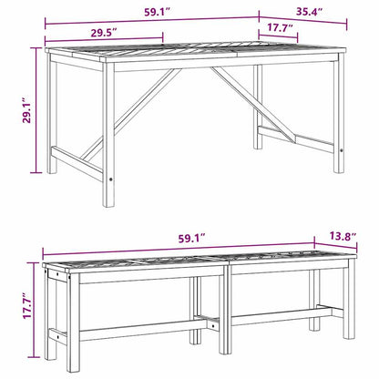 Garden Dining Set 3 pcs Brown 150 x 90 x 74 cm