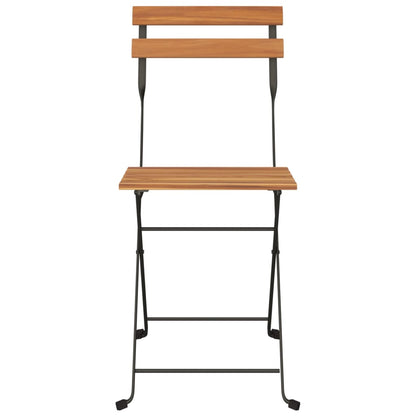 Folding Bistro Chairs 2 pcs Solid Wood Teak and Steel