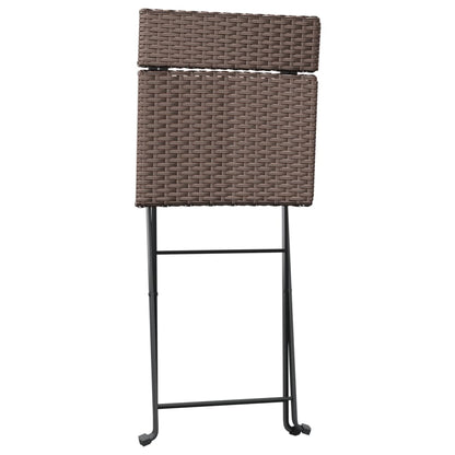 Folding Bistro Chairs 2 pcs Brown Poly Rattan and Steel