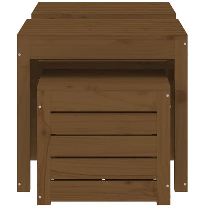 3 Piece Garden Box Set Honey Brown Solid Wood Pine