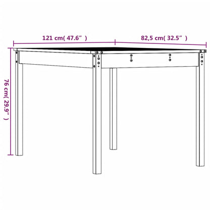 Garden Table White 121x82.5x76 cm Solid Wood Pine