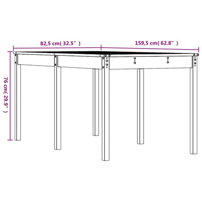Garden Table White 159.5x82.5x76 cm Solid Wood Pine