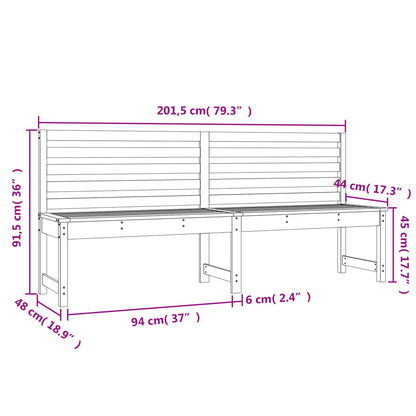 Garden Bench White 201.5 cm Solid Wood Pine