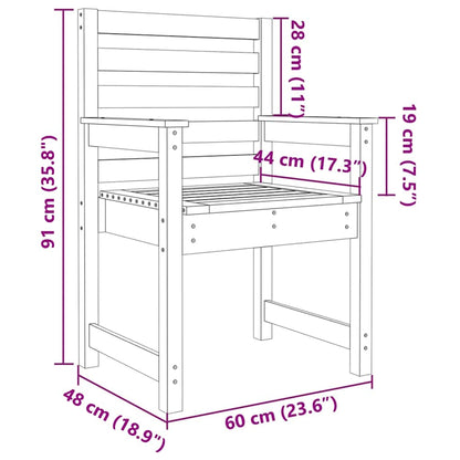 Garden Chairs 2 pcs 60x48x91 cm Solid Wood Pine