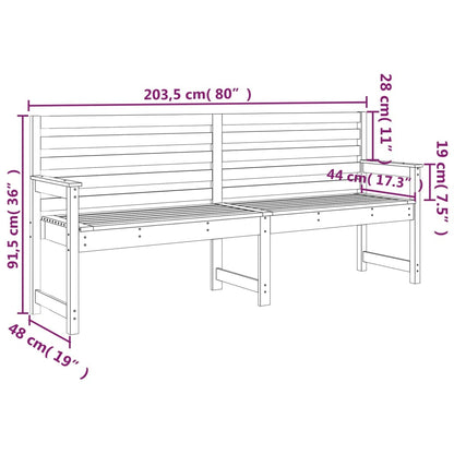 Garden Bench White 203.5x48x91.5 cm Solid Wood Pine