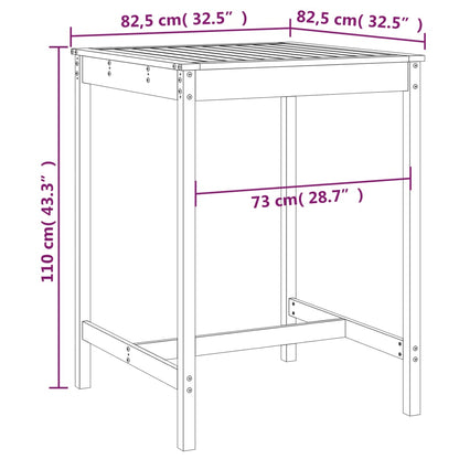 Garden Table Black 82.5x82.5x110 cm Solid Wood Pine