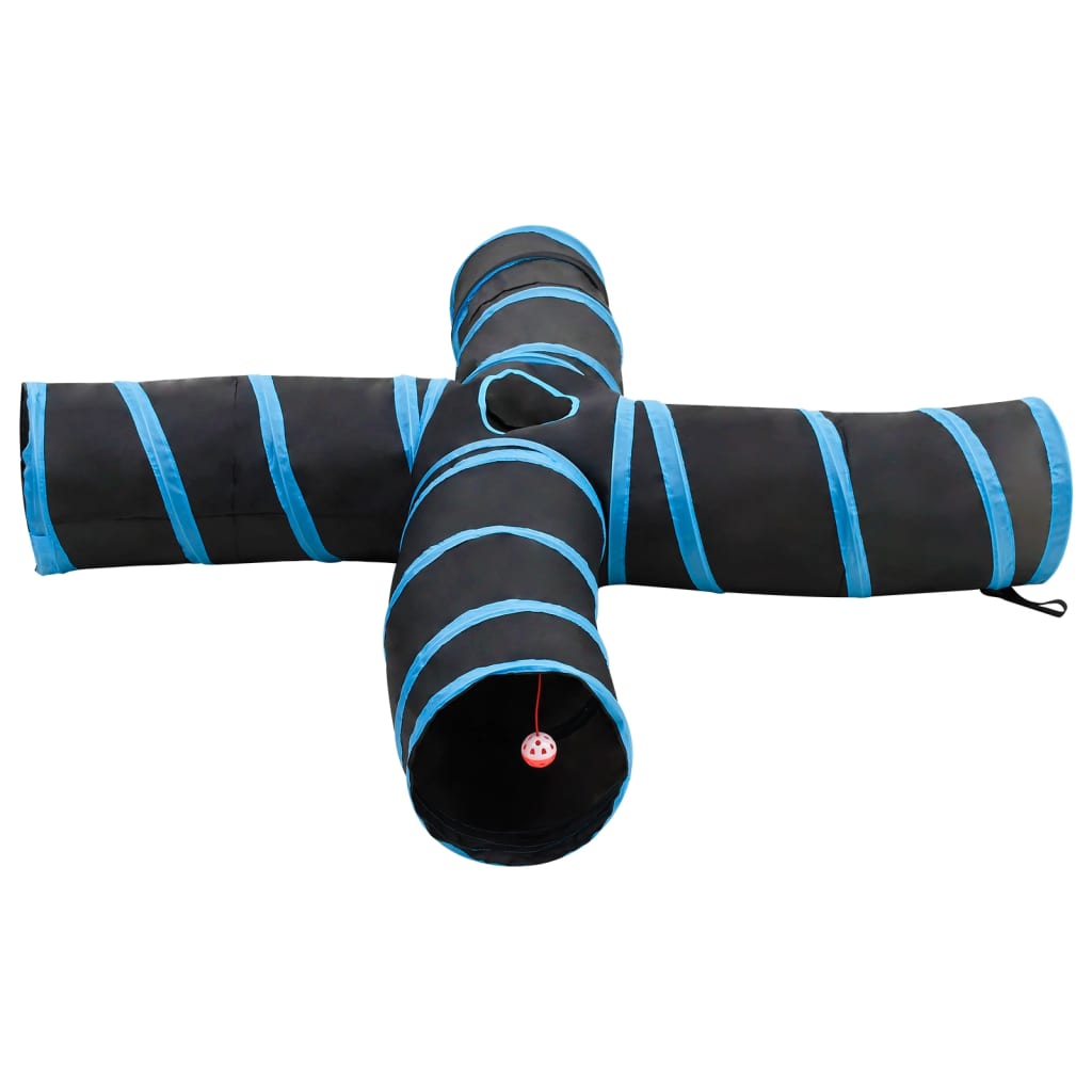 Cat Tunnel 4-way Black and Blue 25 cm Polyester
