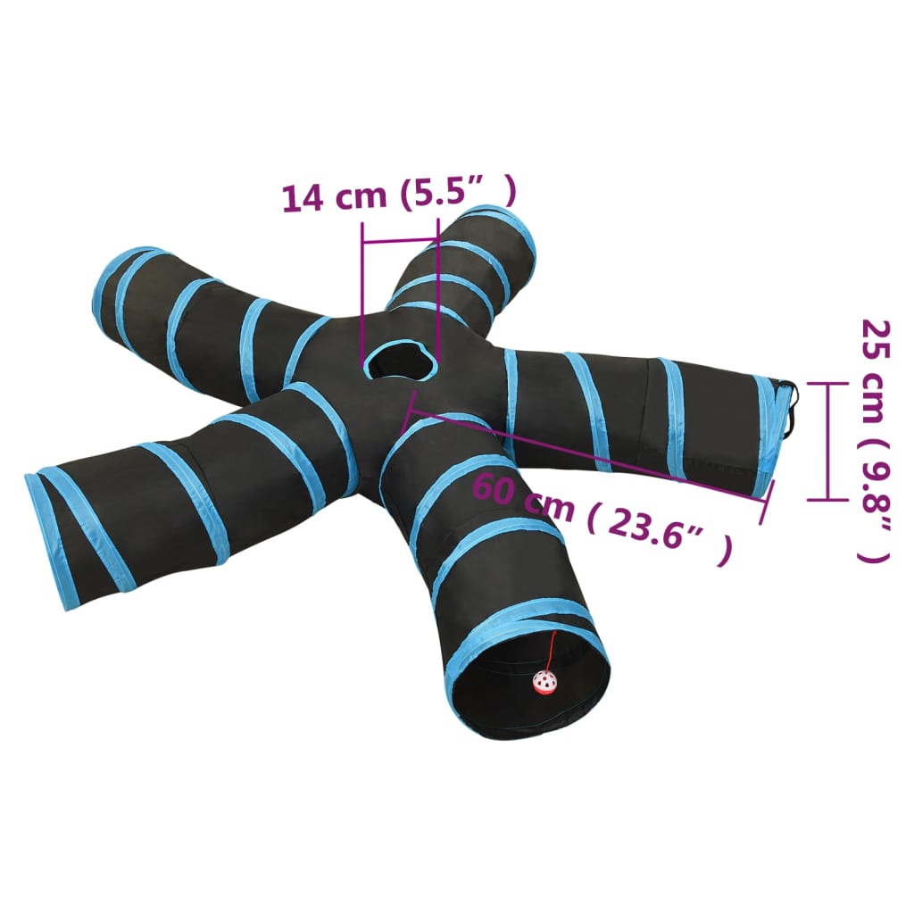 Cat Tunnel 5-way Black and Blue 25 cm Polyester