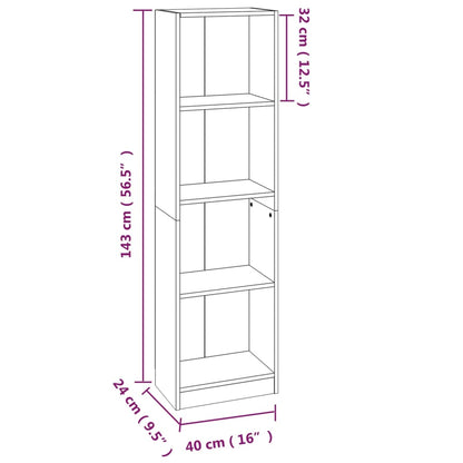 4-Tier Book Cabinet Brown Oak 40x24x143 cm Engineered Wood