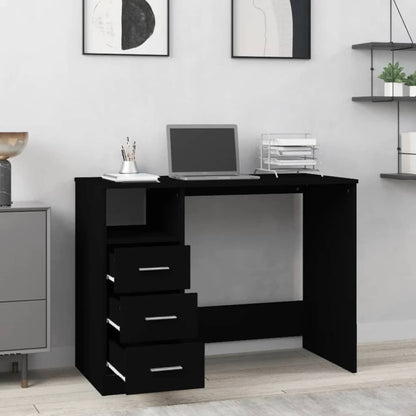 Desk with Drawers Black 102x50x76 cm Engineered Wood