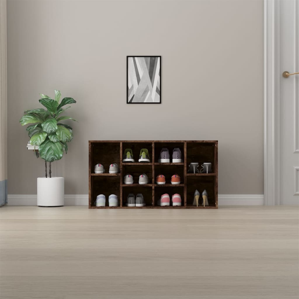 Shoe Bench Smoked Oak 103x30x55 cm Engineered Wood
