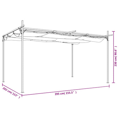 Pergola with Retractable Roof Cream 395x292x230 cm