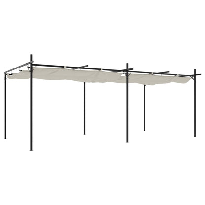 Pergola with Retractable Roof Cream 589x292x230 cm
