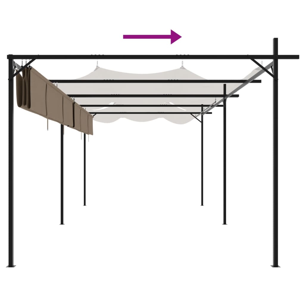 Pergola with Retractable Roof Taupe 589x292x230 cm