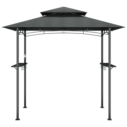 BBQ Gazebo with Side Shelves Anthracite 240x150x243 cm Steel