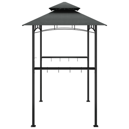 BBQ Gazebo with Side Shelves Anthracite 240x150x243 cm Steel