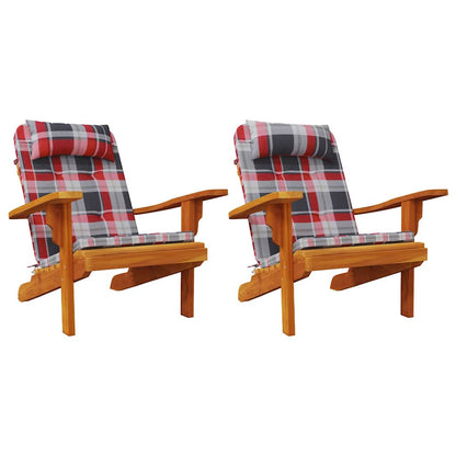 Chair Cushion 2 pcs Red check pattern 58 x 77 x 4.5 cm
