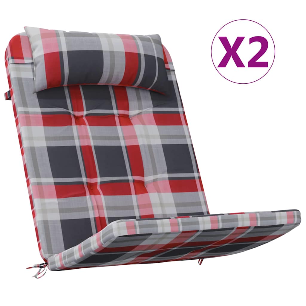Chair Cushion 2 pcs Red check pattern 58 x 77 x 4.5 cm