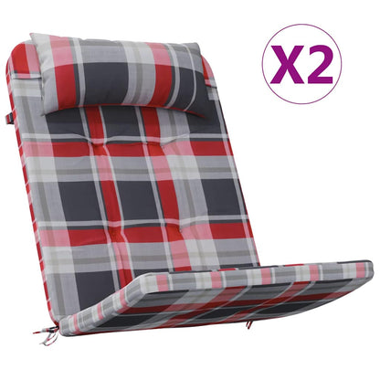 Chair Cushion 2 pcs Red check pattern 58 x 77 x 4.5 cm