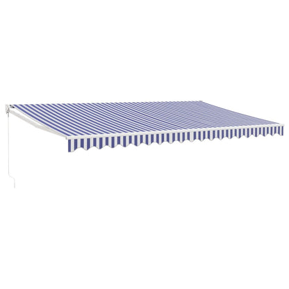 Retractable Awning Blue and White 5x3 m Fabric and Aluminium