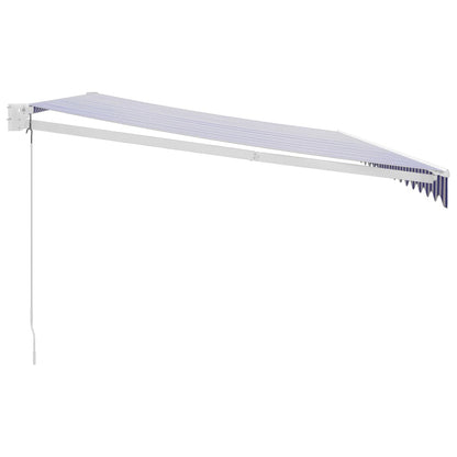 Retractable Awning Blue and White 5x3 m Fabric and Aluminium