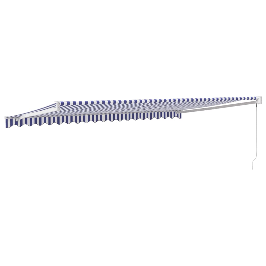 Retractable Awning Blue and White 5x3 m Fabric and Aluminium