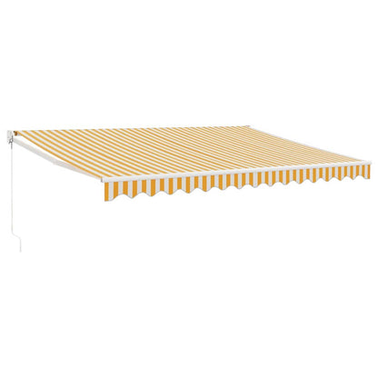 Retractable Awning Yellow and White 4.5x3 m Fabric and Aluminium