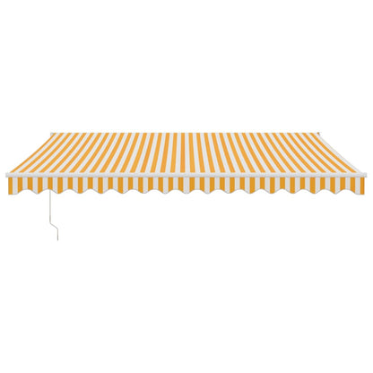 Retractable Awning Yellow and White 4.5x3 m Fabric and Aluminium