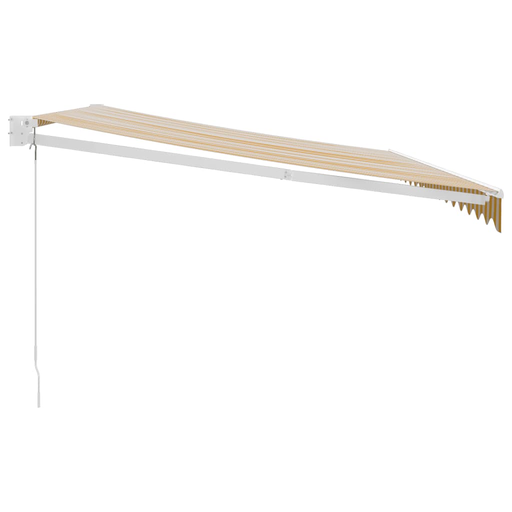 Retractable Awning Yellow and White 4.5x3 m Fabric and Aluminium
