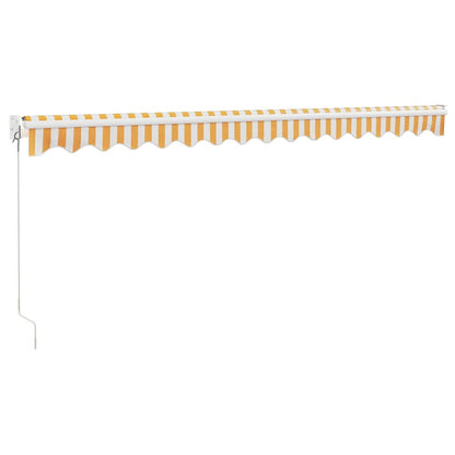 Retractable Awning Yellow and White 4.5x3 m Fabric and Aluminium