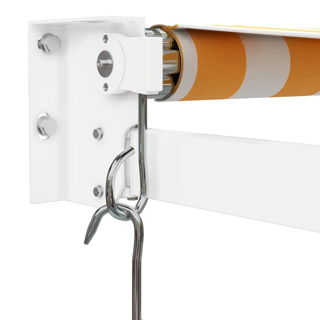 Retractable Awning Yellow and White 4.5x3 m Fabric and Aluminium