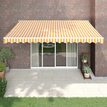 Retractable Awning Yellow and White 4.5x3 m Fabric and Aluminium