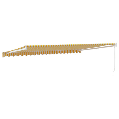 Retractable Awning Yellow and White 5x3 m Fabric and Aluminium