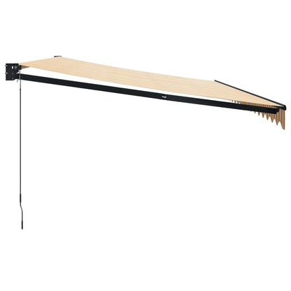 Retractable Awning Yellow and White 5x3 m Fabric and Aluminium