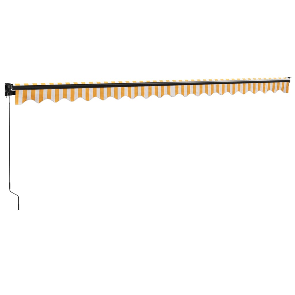 Retractable Awning Yellow and White 5x3 m Fabric and Aluminium