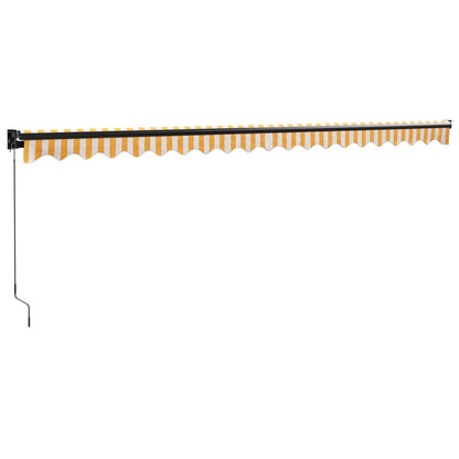 Retractable Awning Yellow and White 5x3 m Fabric and Aluminium