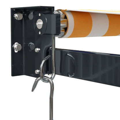 Retractable Awning Yellow and White 5x3 m Fabric and Aluminium