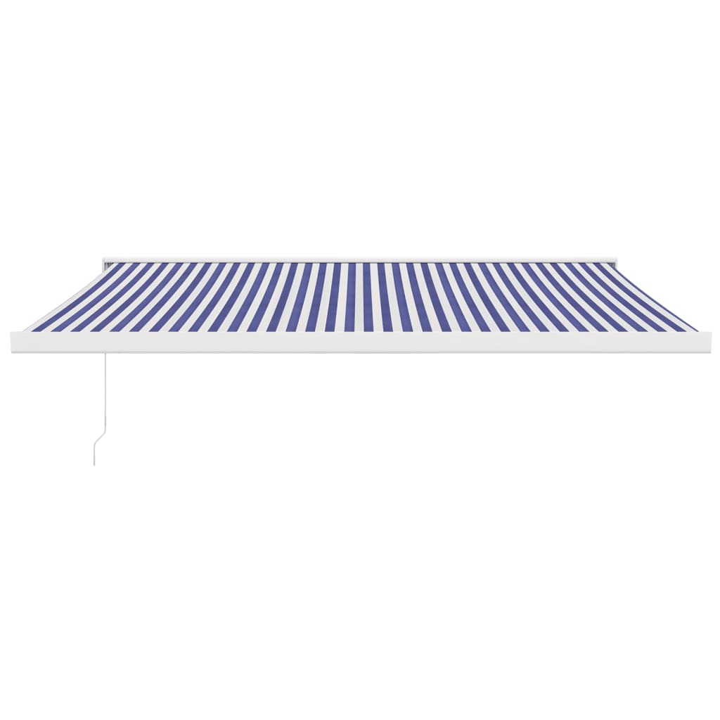 Retractable Awning Blue and White 4x3 m Fabric and Aluminium